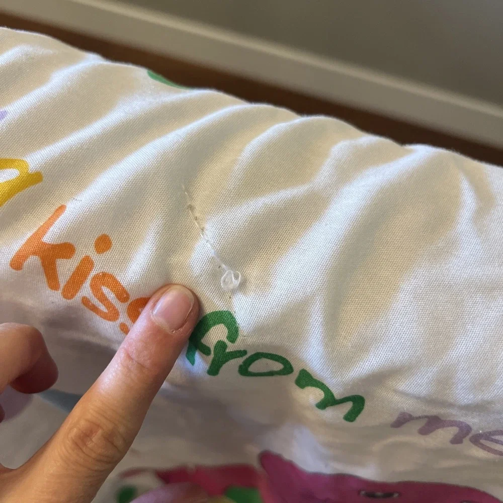 The Lyons Group Kids Twin Comforter White Barney Baby Bop 1992 Vintage 58x88